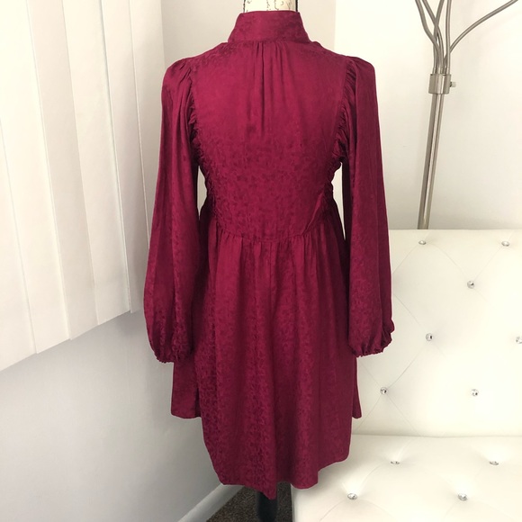 A New Day Tie Neck Long Sleeve Babydoll Dress - Picture 3 of 12